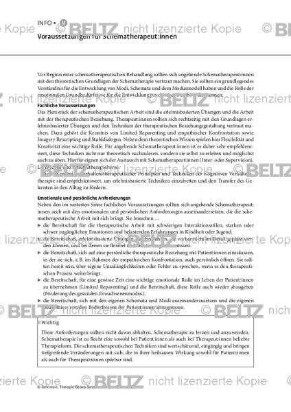Schematherapie: Voraussetzungen für Schematherapeut:innen
