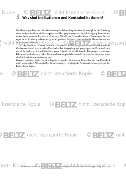 Plananalyse: Einleitung: Was sind Indikationen und Kontraindikationen?