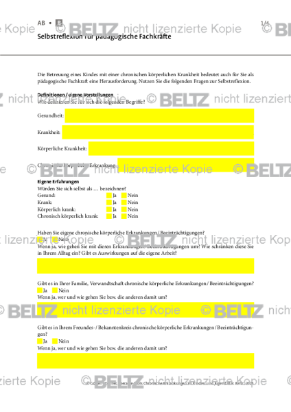 Chronische Erkrankungen: Selbstreflexion für pädagogische Fachkräfte