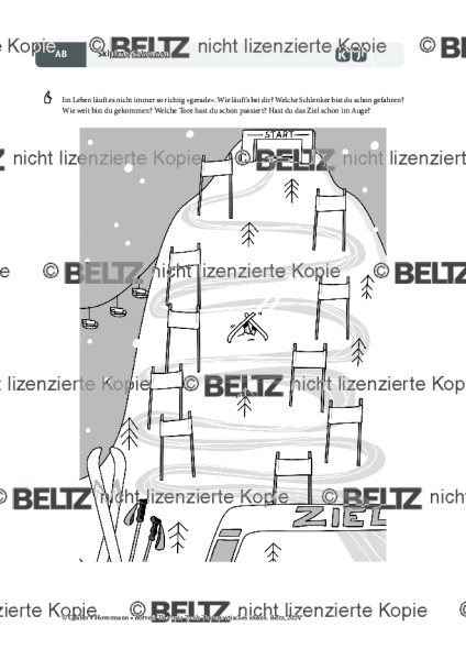 Therapeutisches Malen: Skipiste / Skirennen