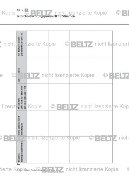 Psychosen: Selbstbeobachtungsprotokoll für Stimmen