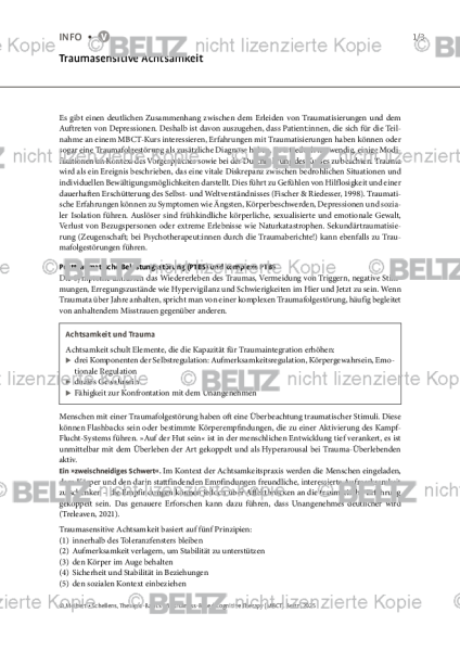 MBCT: Traumasensitive Achtsamkeit