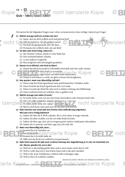 Selbstwert: Quiz – loben, loben, loben