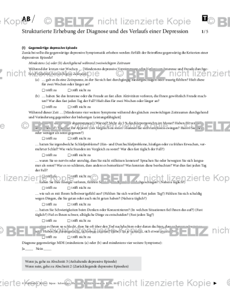 Strukturierte Erhebung der Diagnose und des Verlaufs einer Depression