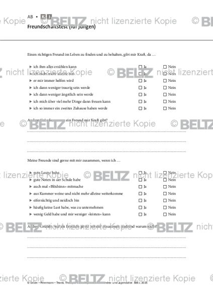 Depression: Freundschaftstest (für Jungen)