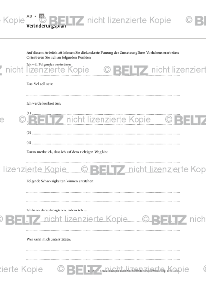 Motivierende Gesprächsführung: Veränderungsplan