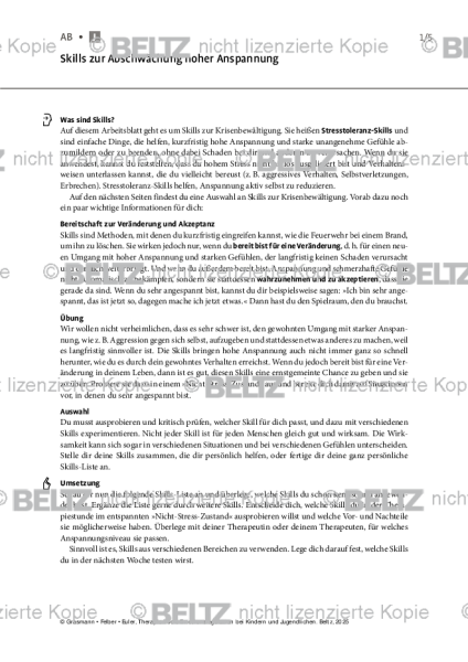 Emotionsregulation (K/J): Skills zur Abschwächung hoher Anspannung