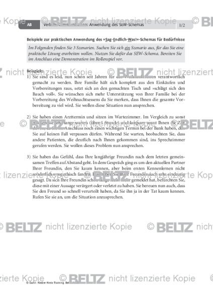 Kiesler-Kreis-Training: Verbale Kommunikation: Anwendung des SEW-Schemas