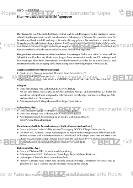 Chronische Erkrankungen: Elternverbände und Selbsthilfegruppen