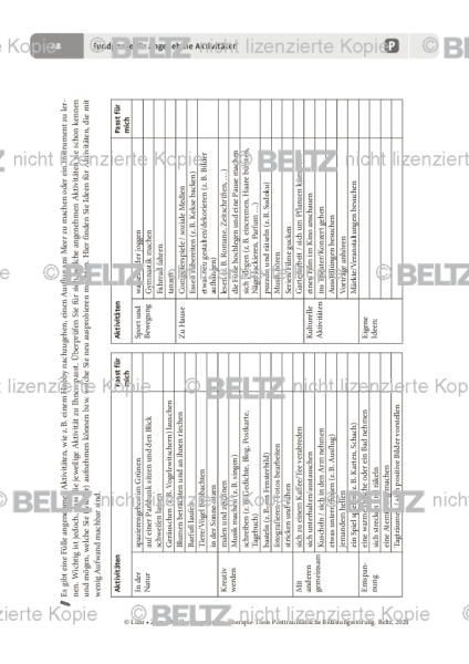 PTBS: Fundgrube für angenehme Aktivitäten