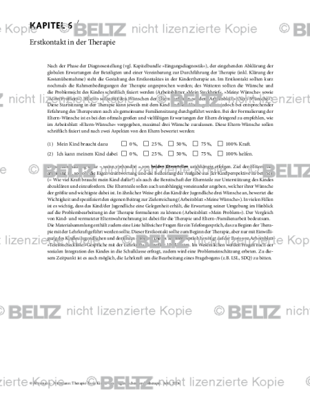 Kinder- und Jugendlichenpsychotherapie: Einleitung Erstkontakt in der Therapie