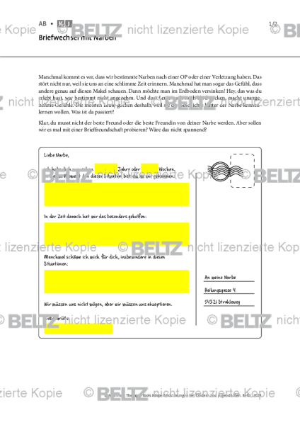 Körperbildstörungen bei Kindern und Jugendlichen: Briefwechsel mit Narben