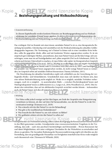 Suizidalität: Einleitung Beziehungsgestaltung und Risikoabschätzung