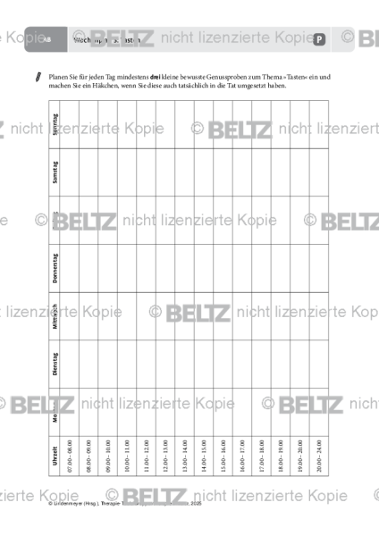 Gruppentherapie: Wochenplan 3: Tasten