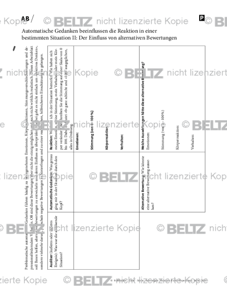 Depression: Automatische Gedanken beeinflussen die Reaktion in einer bestimmten Situation II