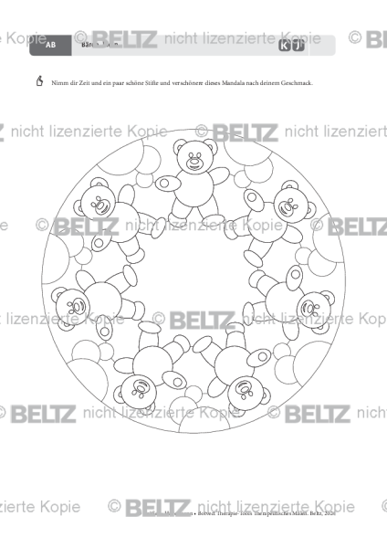 Therapeutisches Malen: Mandala kleine Bären