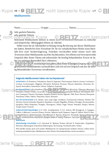 Medikamentenabhängigkeit: Medikamente