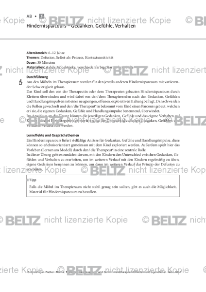 ACT mit Kindern und Jugendlichen: Hindernisparcours – Gedanken, Gefühle, Verhalten