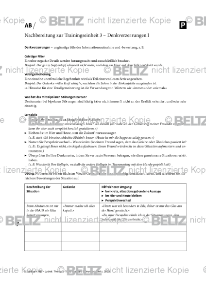 MKT-Bipolar: Nachbereitung zur Einheit 3 – Denkverzerrungen I