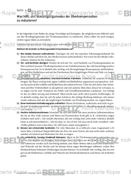 Schematherapie: Was hilft, den Bewältigungsmodus der Überkompensation zu reduzieren?