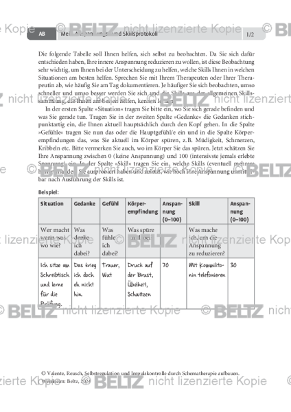 Selbstregulation und Impulskontrolle: Anspannungs- und Skillsprotokoll