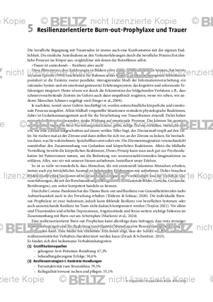 Trauer: Einleitung Resilienzorientierte Burn-out-Prophylaxe und Trauer