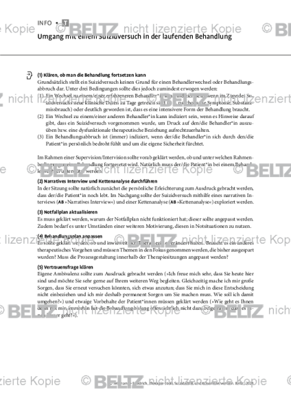 Suizidalität: Umgang mit einem Suizidversuch in der laufenden Behandlung