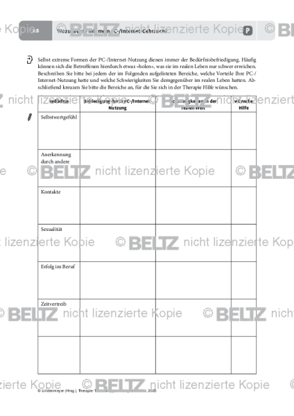 Gruppentherapie: Wozu diente mir mein PC-/Internet-Gebrauch?