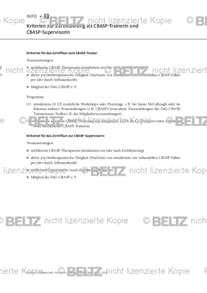 Kriterien zur Zertifizierung als CBASP-Trainerin und CBASP-Supervisorin