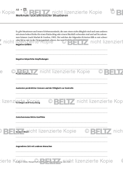 Motivierende Gesprächsführung: Merkmale rückfallkritischer Situationen