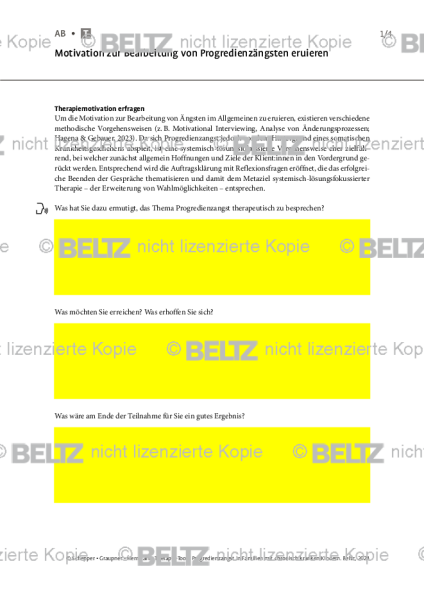 Progredienzangst: Motivation zur Bearbeitung von Progredienzängsten eruieren