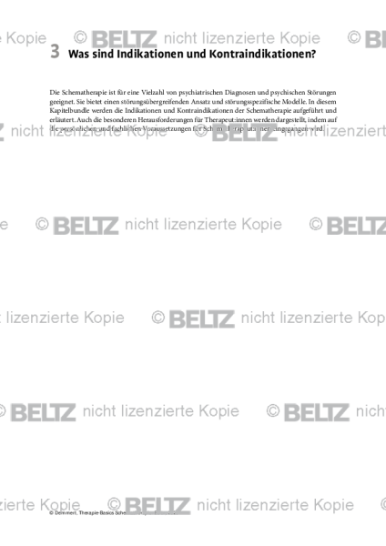 Schematherapie: Einleitung Was sind Indikationen und Kontraindikationen?