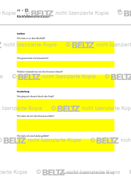 Psychodynamische Interventionen: Rückfalldokumentation