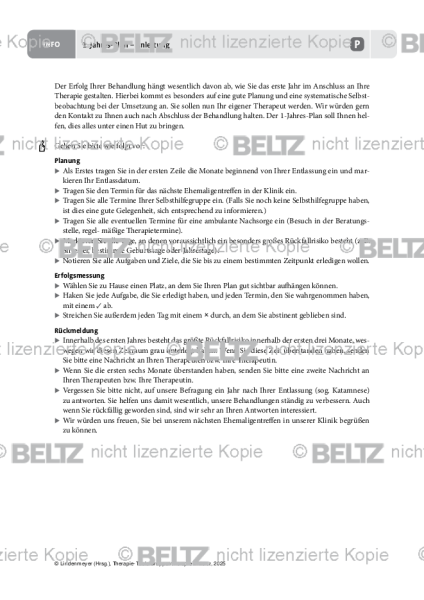 Gruppentherapie: 1-Jahres-Plan – Anleitung (Alkoholabhängigkeit)