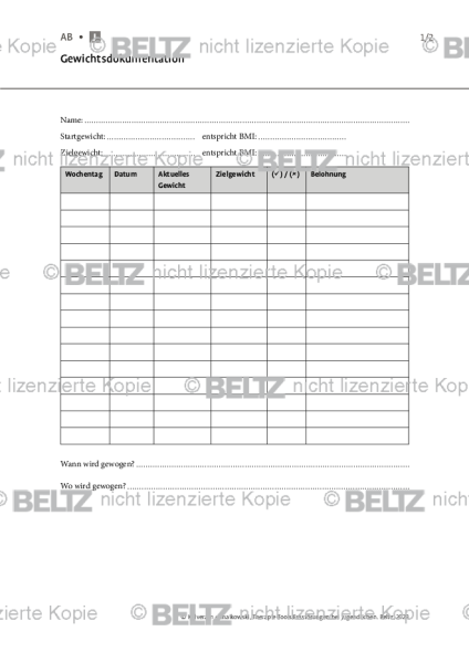 Essstörungen bei Jugendlichen: Gewichtsdokumentation