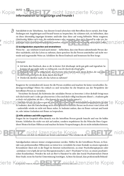 Suizidalität: Informationen für Angehörige und Freunde I