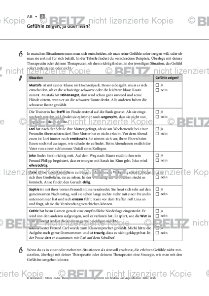 Emotionsregulation (K/J): Gefühle zeigen, ja oder nein? (Jugendliche)