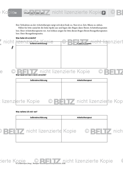 Gruppentherapie: Abschlussbewertung