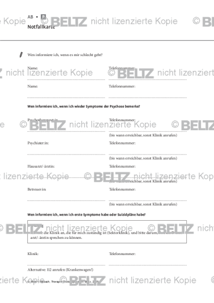 Psychosen: Notfallkarte