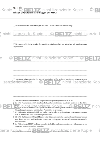 MBCT: Wissen überprüfen: Grundlagen der MBCT