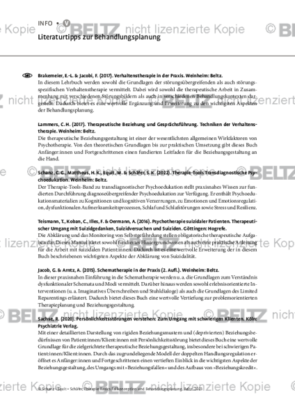 Fallkonzeption und Behandlungsplanung: Literaturtipps zur Behandlungsplanung