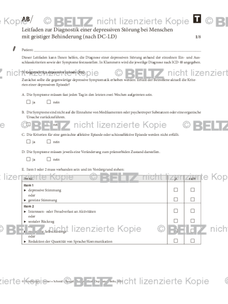 Depression und geistige Behinderung: Depression und geistige Behinderung: Leitfaden zur Diagnostik e