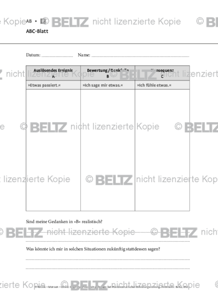 CPT bei PTBS: ABC-Blatt