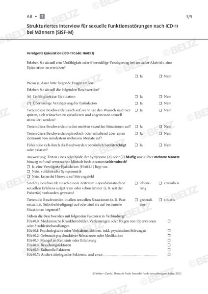 Sexuelle Funktionsstörungen Strukturiertes Interview Nach Icd 11 Bei Männern Sisf M 