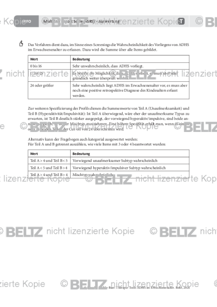 ADHS im Erwachsenenalter: Adult Self Report Scale (ASRS) – Auswertung