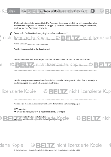 Störungsmodelle: Gruppe 2 des Avoidance-Endurance-Modells: Gedanken unterdrücken