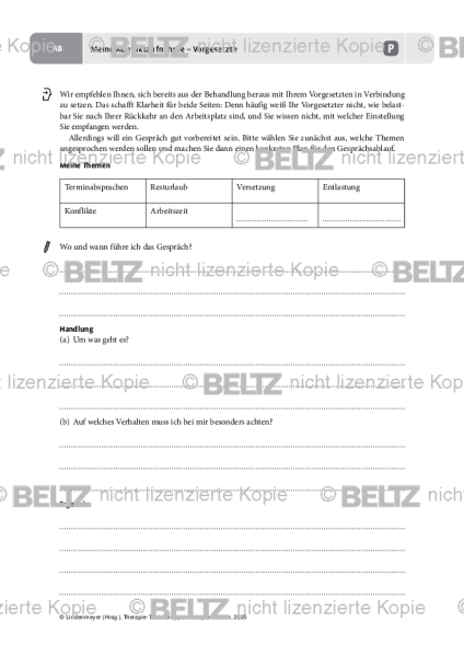 Gruppentherapie: Meine Kontaktaufnahme – Vorgesetzte