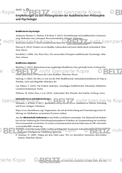 MBCT: Empfehlungen zu den Hintergründen der Buddhistischen Philosophie und Psychologie