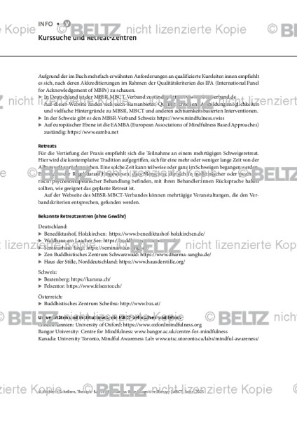 MBCT: Kurssuche und Retreat-Zentren