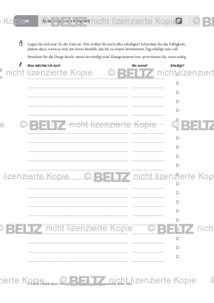 ADHS im Erwachsenenalter: To-do-Liste (nach Fälligkeit)